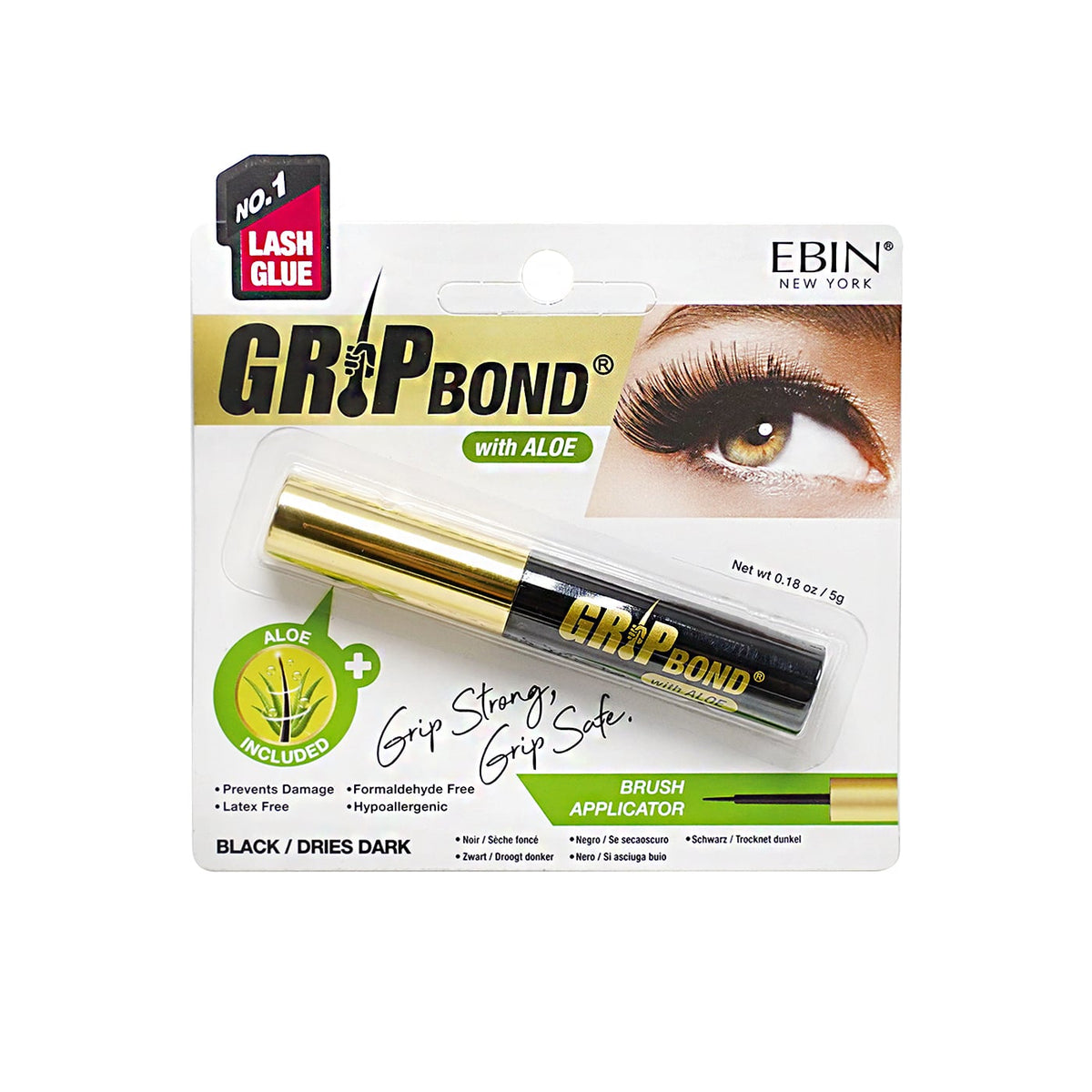 EBIN New York Grip Bond Eyelash Adhesive - Aloe 5g Black