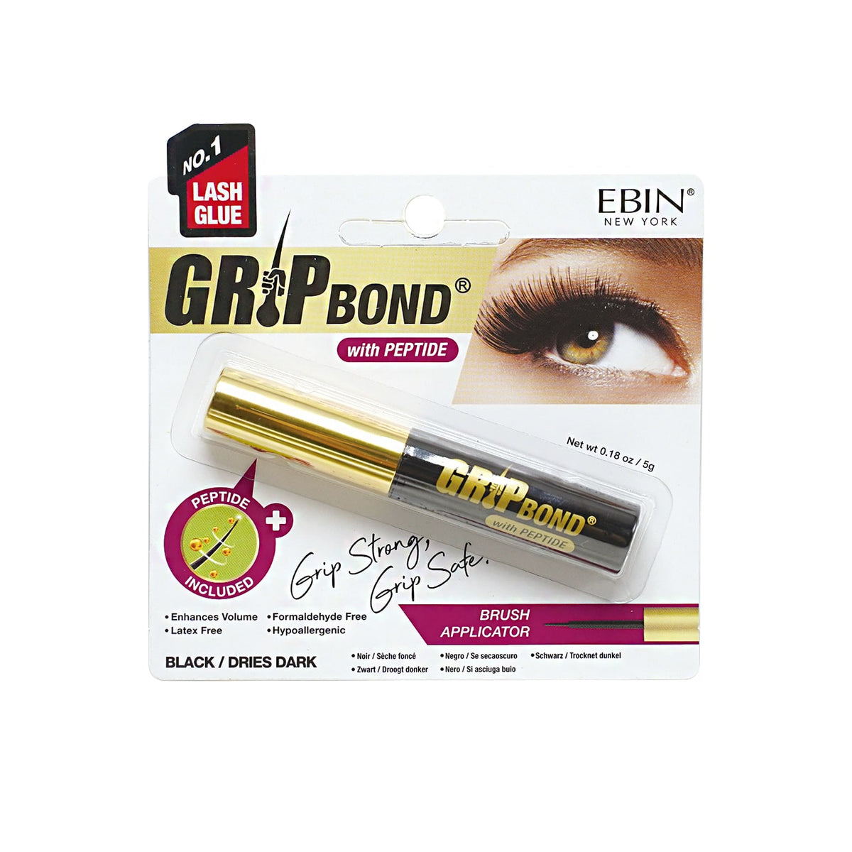 EBIN New York Grip Bond Eyelash Adhesive - Peptide 5g Black