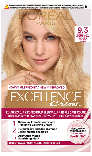 L’Oréal Paris Excellence Crème 9.3 – Very Light Golden Blonde hair colour box