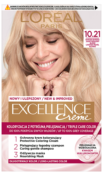 L’Oréal Paris Excellence Crème 10.21 – Very Light Pearl Blonde hair colour box