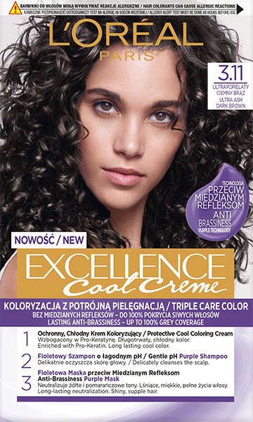 L’Oréal Paris Excellence Cool Crème 3.11 – Ultra Ash Dark Brown hair colour box