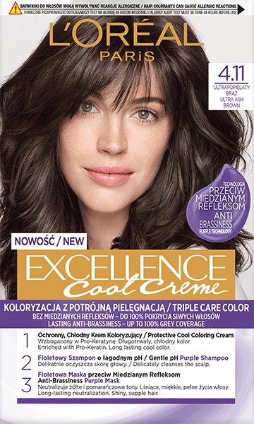 L’Oréal Paris Excellence Cool Crème 4.11 – Ultra Ash Brown hair colour box