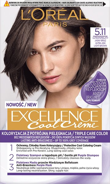 L’Oréal Paris Excellence Cool Crème 5.11 – Ultra Ash Light Brown hair colour box