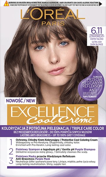 L’Oréal Paris Excellence Cool Crème 6.11 – Ultra Ash Dark Blonde hair colour box